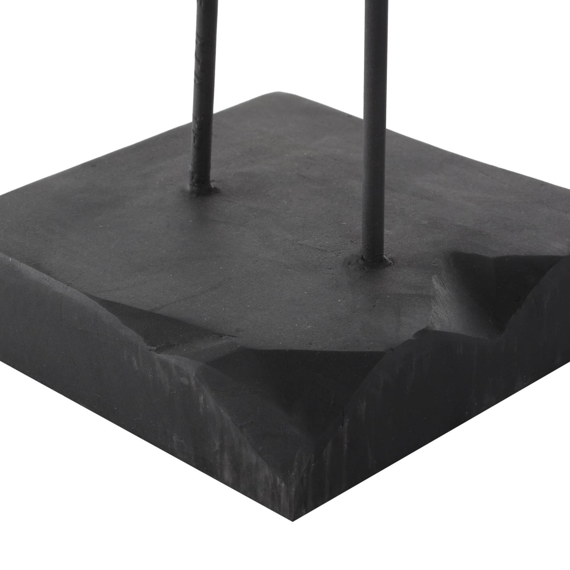 32" Black Teak Wood 3-Link Chain Sculpture with Stand